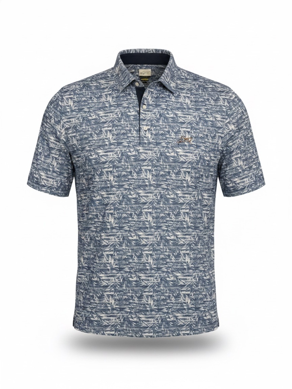 Greg Norman Play Dry Polo XXL Blue Tropical Palm Trees Golf Shirt
